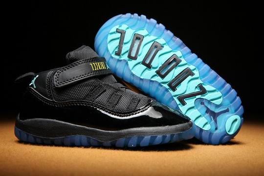 Nike Air Jordan 11 Kids Shoes Black Blue-08 - Click Image to Close